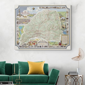 Pictorial Map of the Transvaal – South African Republic History Illustrated with Boer Culture, Industry & Colonial-Era Features