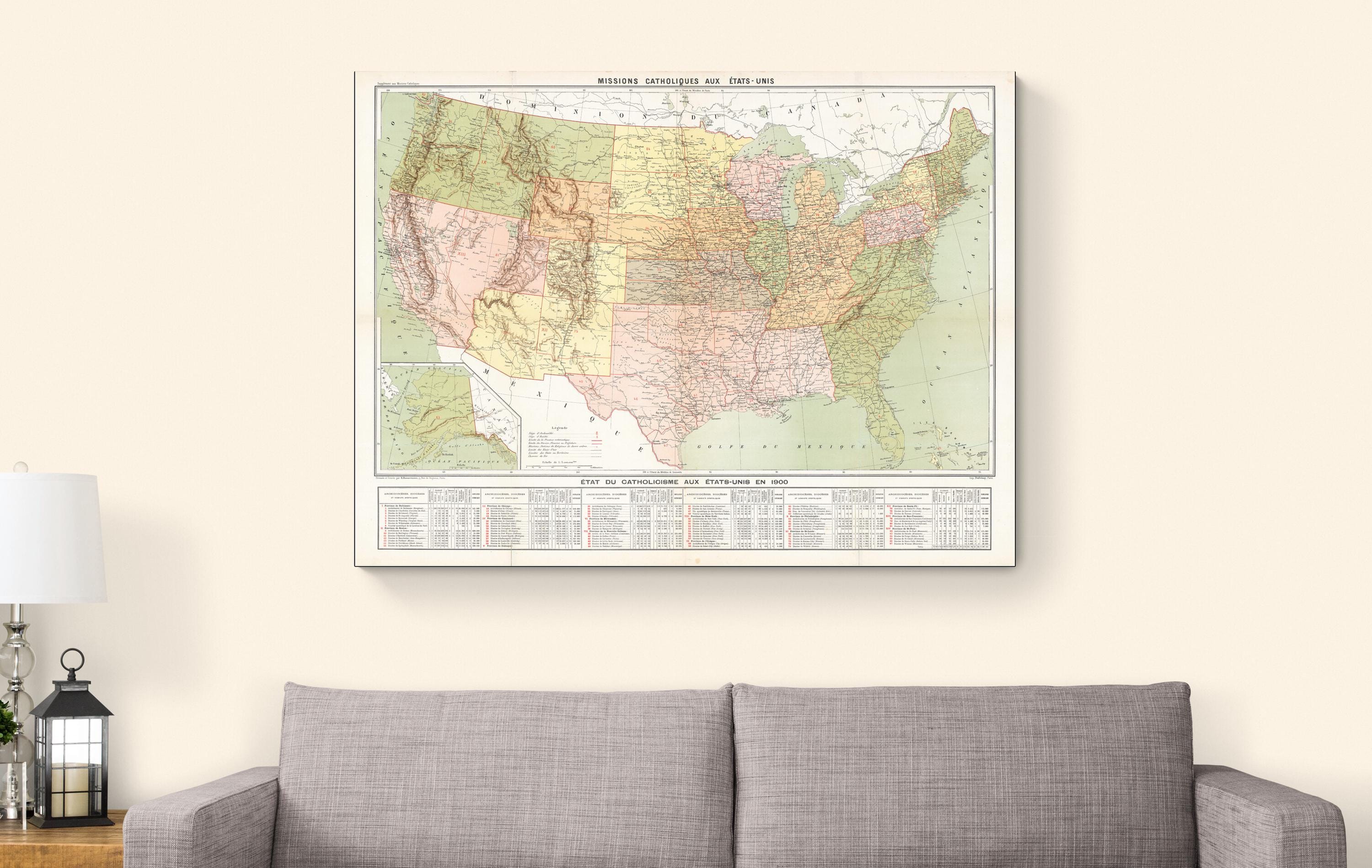1900 Catholic Mission Map of the United States – Historic ...