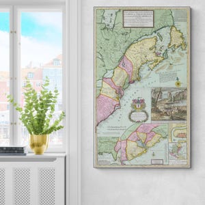 1715年 ハーマン・モール・ビーバー作 アメリカにおけるイギリス植民地の地図 植民地時代のアメリカ地図作成 歴史装飾 美術印刷