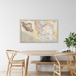 1960 Straßenkarte vom Iran Naher Osten iranische Geschichte Kartographie Dekor Fine Art Print
