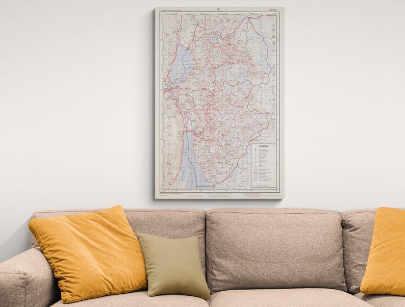 1964 Map of Rwanda and Burundi – Post-colonial East African Map Showing ...