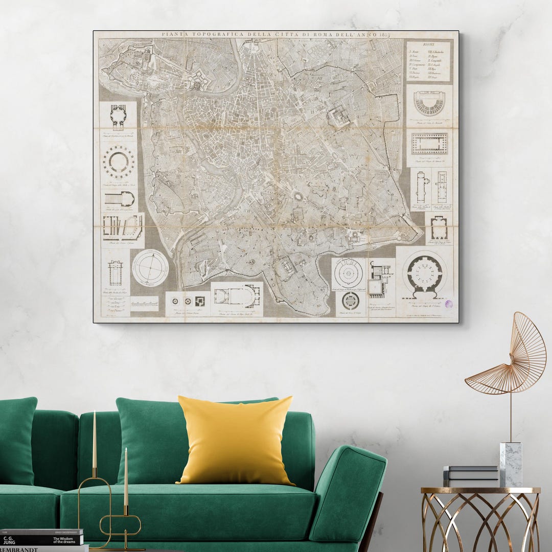 Campo Ruga Map 1819 Map of Rome by Pietro Ruga – Grand Tour Plan of Ancient Monuments ...