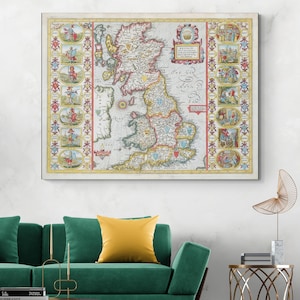 1612 John Speed Map of Great Britain – Anglo-Saxon Heptarchy Cartography Depicting Medieval English Kingdoms & Historic Borders