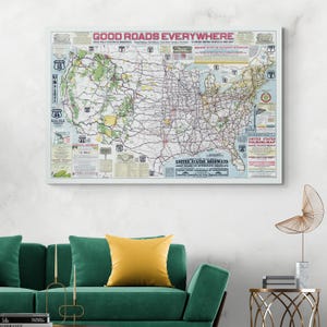 1925 Highway Road Route Map of the United States – Historic American Cartography Depicting Early Automobile Routes, Highways & Travel