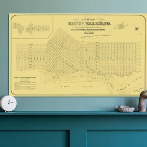 1868 Earliest City Plan Map of Vallejo California Historical American ...