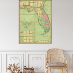 Isham Searcy 1829 kaart van Florida eerste gedrukte plattegrond van Tallahassee Amerikaanse cartografie geschiedenis decor Fine Art Print