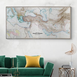 Historical Map of the Ancient Empires of the Persians and Macedonians Achaemenid World History Cartography Decor Fine Art Print