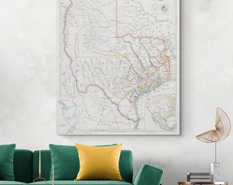 1843 Karte der Republik Texas - Historische Kartographie der Unabhängigkeit von Texas vor der US-Annexion und dem Mexikanisch-Amerikanischen Krieg