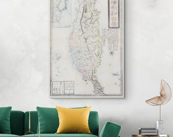 1894年製、ドイツ製の日本と韓国の古地図。台湾、琉球諸島南部、千島