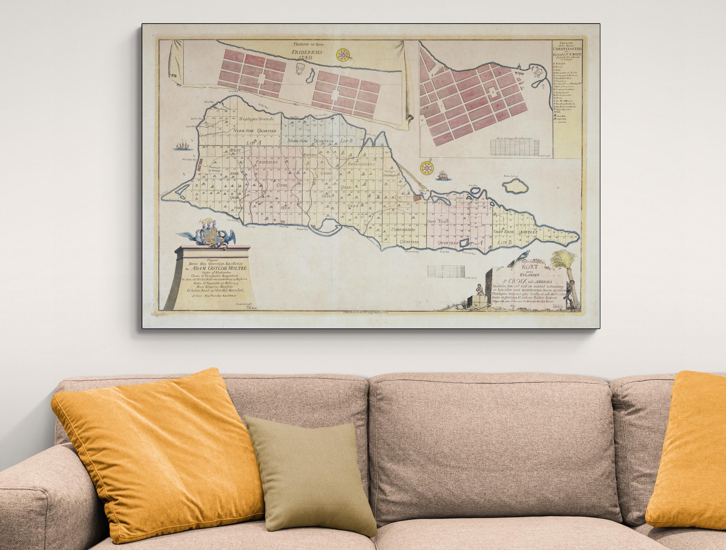 1754 Map of Saint Croix Virgin Islands – Colonial Caribbean Cartography ...