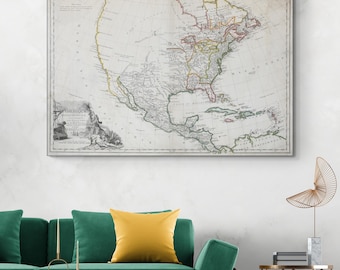 1779 Brion de la Tour Map of North America – First Map to Name United States (Etats-Unis) – Revolutionary Borders & Post-Independence Plan