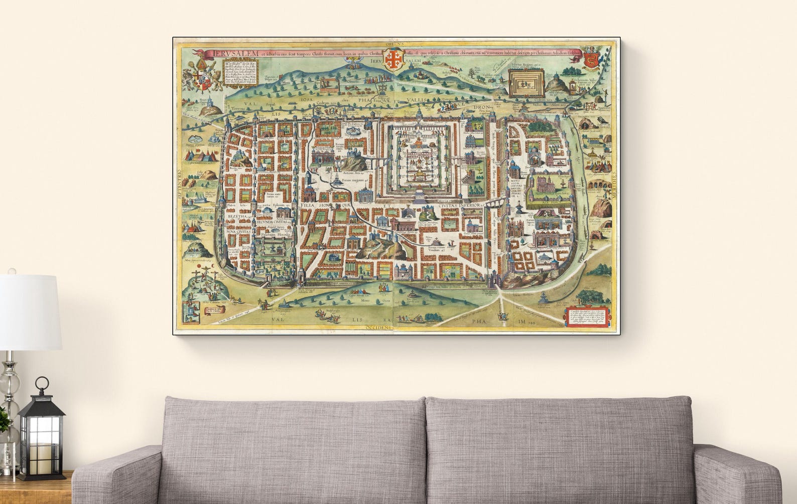 1584 Map of Ancient Jerusalem by Christian Van Adrichom – Historical ...