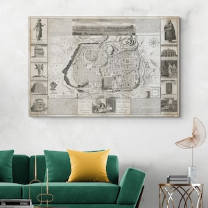 Jahrhundert Karte des antiken Jerusalem während der Zeit Jesu Christi Biblische Geographie Geschichte Dekor Fine Art Print