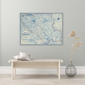 1913 kaart van de Santa Clara Valley, Californië Amerikaanse cartografie geschiedenis decor Fine Art Print