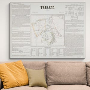 1858 Kaart van Tabasco Mexico Centraal-Amerikaanse geografie Mexicaanse geschiedenis cartografie decor Fine Art Print