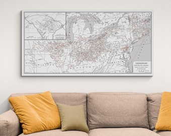 Underground Railroad Map – Historic Routes to Freedom Through the U.S. and Into Canada Highlighting Abolitionist Efforts & Escaped Journeys