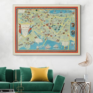 マサチューセッツ州セーラムの絵地図 アメリカの地図作成 歴史 装飾 美術印刷