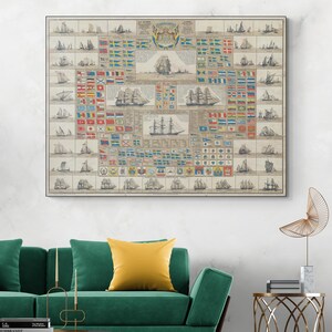 Drapeau suédois 1888, tableau des nations du monde, vexillologie, histoire maritime, décor, impression d'art