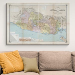 1887 Karte von El Salvador Mittelamerika Geographie Salvadorianische Geschichte Kartographie Dekor Fine Art Print