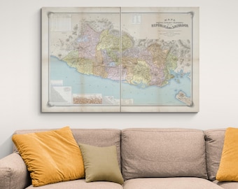 1887 Map of El Salvador – Late 19th Century Central American Cartography Showing Political Divisions, Roads, Railways & Key Cities
