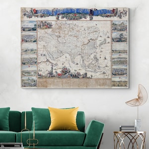 Carte de l'Asie hollandaise du XVIIe siècle, décoration historique, Âge d'or de la cartographie hollandaise Impression d'art