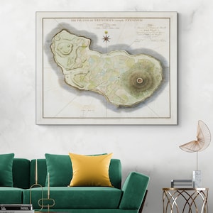 Carte de Saint-Eustache de 1795, géographie des Caraïbes, Antilles néerlandaises, eustasie, cartographie, histoire, décoration, impression d'art