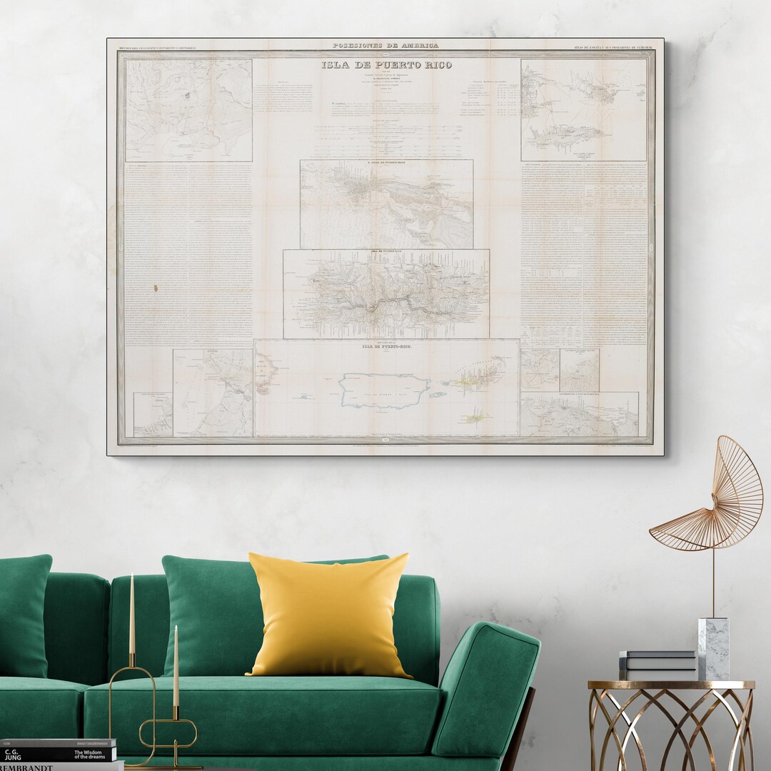 Puerto Rico Colonial Map 1851 Map of Puerto Rico – Spanish Colonial Cartography Showing Cities ...