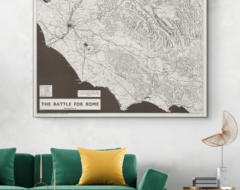 Carte de la campagne d'Italie de 1944 – Cartographie historique de la Seconde Guerre mondiale illustrant la stratégie, les batailles et la géographie militaires des Alliés en Italie en temps de guerre