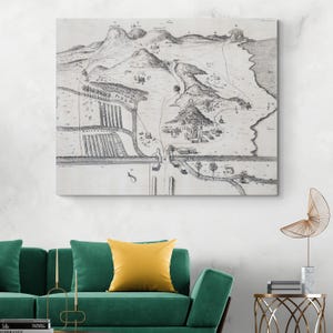 Mapa do século XIX da Villa de Guadalupe, Cidade do México, Igreja Católica Mexicana, Catolicismo Latino, História, Decoração, Impressão de Belas Artes