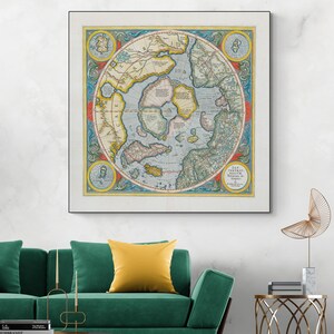 1595 Gerardus Mercator Map of the North Pole – Early Arctic Exploration, Polar Geography, Renaissance Cartography & Historical Navigation