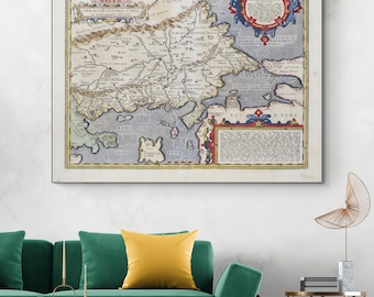 1585 Abraham Ortelius Map of Ancient Thrace – Renaissance Classical Geography Showing Balkans, Greek Colonies, Troy & Mythological Sites