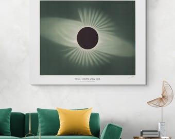 19th Century Trouvelot Solar Eclipse Illustration – Celestial Astronomy History, Space Science Art, Eclipse Decor Fine Art Print