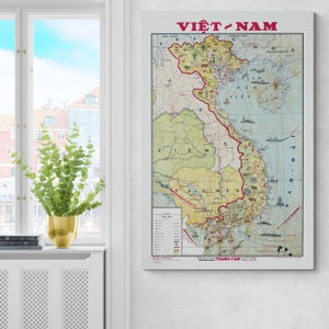 Mapa do Vietnã de 1949 – Cartografia histórica do Sudeste Asiático pós-colonial mostrando as fronteiras nacionais e a identidade regional após o domínio francês