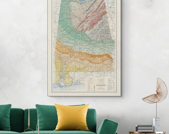 1894 Geological Map of Alabama – Detailed Mineral Resources, Rock Formations, Mining Districts, Geological Survey Data & Terrain Features