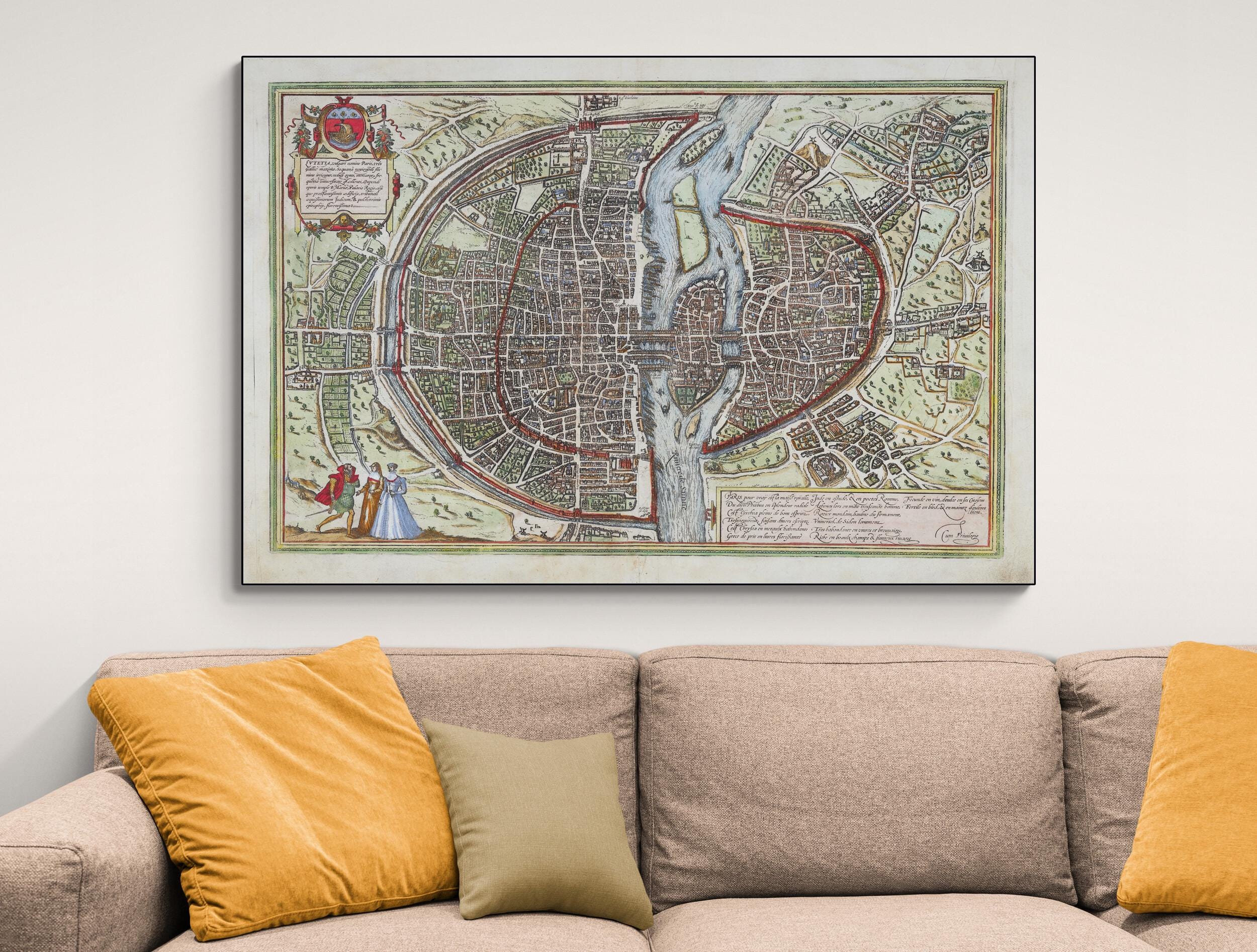 1572 Map of Paris by Braun & Hogenberg – Renaissance-era Bird’s Eye ...