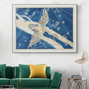 Ilustración del zodiaco Cygnus del siglo XVII, signo estelar, constelación, astrología, decoración, impresión artística