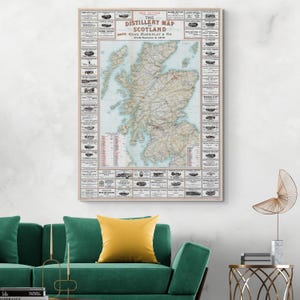 1902 Destillerie Schottland Karte Highlands Whisky Whisky Geschichte Bar Dekor Kartographie Fine Art Print