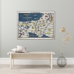 1581 Karte vom israelitischen Exodus aus Ägypten durch Moses ins gelobte Land Biblische Geographie Heiliges Land Geschichte Kartographie Fine Art Print