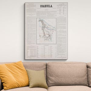 1858 Kaart van Coahuila Mexico Centraal-Amerikaanse geografie Mexicaanse geschiedenis cartografie decor Fine Art Print