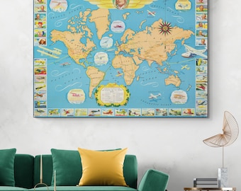 Famous Flights & Air Routes Pictorial Map – Historic World