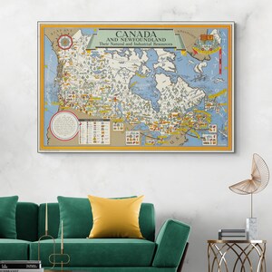 1942年 カナダの絵画資料と農業地図 カナダ地図学 歴史 装飾 美術印刷