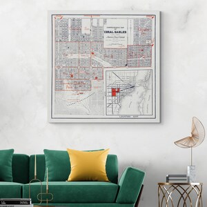 1924 Kaart van Coral Gables Miami Florida American History Florida Cartografie Fine Art Print