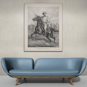 Teddy Roosevelt – 1899 Portrait on Horseback Art Print | Spanish-American War Hero | U.S. Military History Decor | Vintage Fine Art