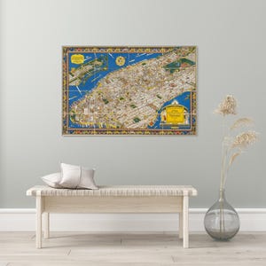 1926 Picturale kaart van Manhattan New York City Amerikaans jazztijdperk geschiedenis decor NYC cartografie decor Fine Art Print
