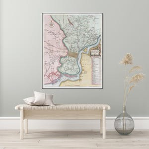 1753 Scull & Heap Map Plan of Philadelphie Pennsylvanie Colonial American History French and Indian War Cartographie Decor Fine Art Print