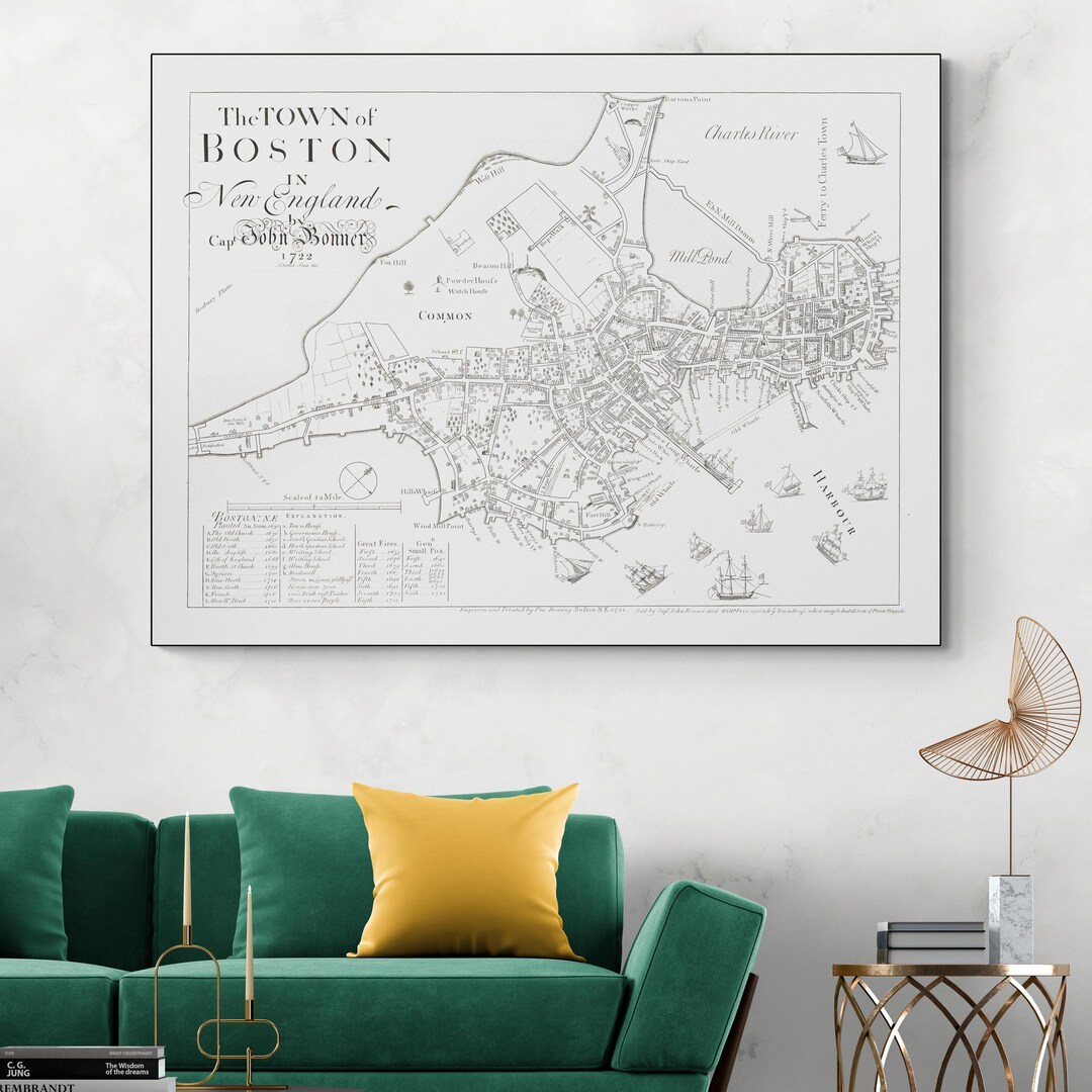 1722 John Bonner Map of Boston Massachusetts – Colonial-era City Plan ...
