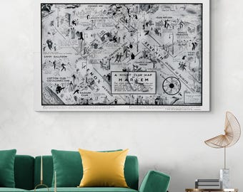 1933 Harlem Nightclub Map – Jazz Age Guide to Harlem Renaissance Nightlife, Music Culture, and Speakeasies in Prohibition-Era New York