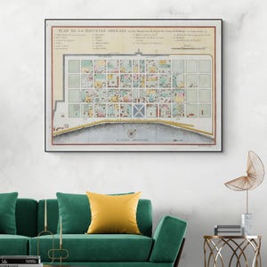 1744 Karte von New Orleans – Französisch Louisiana Kolonialgeschichte Kartographie – Vintage Wandkunst Fine Art Print