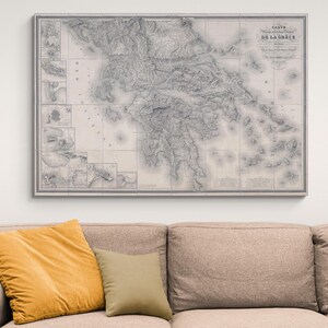 Carte de la Grèce, 1826, Géographie de la Méditerranée, histoire de la Grèce, Cartographie, Décor, Impression artistique