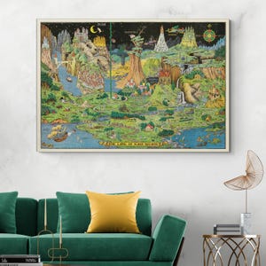 The Land of Make Believe Kaart Sprookjes Volksverhaal Kinderkamer Decor Fine Art Print